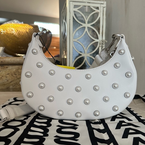 New Marc Jacobs calf leather shoulder bag with pearly zinc and aluminum studs - Picture 9 of 13
